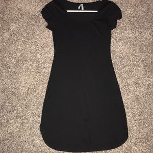 Soft, black, fitted, cocktail dress